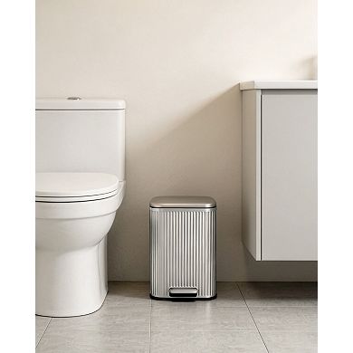 Garvee 1.3 gal Bathroom Trash Can with Fluted Design, Step Garbage Can with Soft-Close Lid
