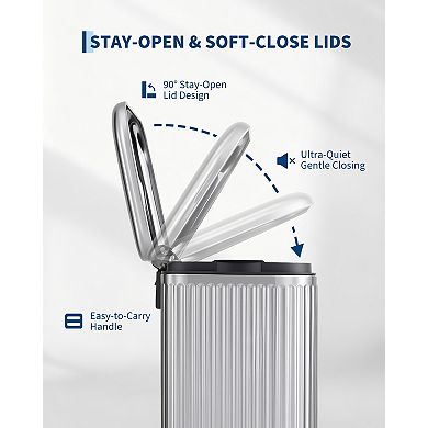 Garvee 1.3 gal Bathroom Trash Can with Fluted Design, Step Garbage Can with Soft-Close Lid
