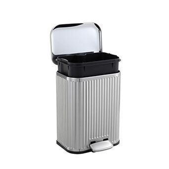 Garvee 1.3 gal Bathroom Trash Can with Fluted Design, Step Garbage Can with Soft-Close Lid