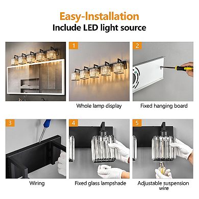 ZLAIQB 36.22“ 5-Light Modern Crystal Bathroom Wall Lamp