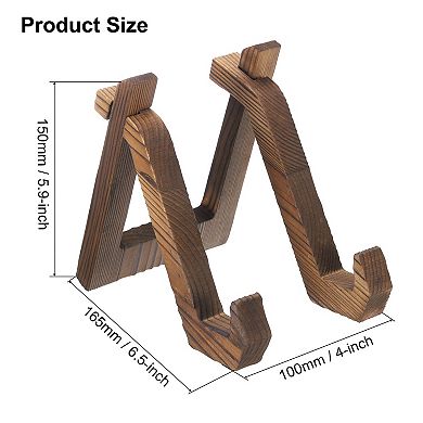 2 Pcs Wooden Plate Display Stand, 5.9 Inch Display Holder for Plate, Brown