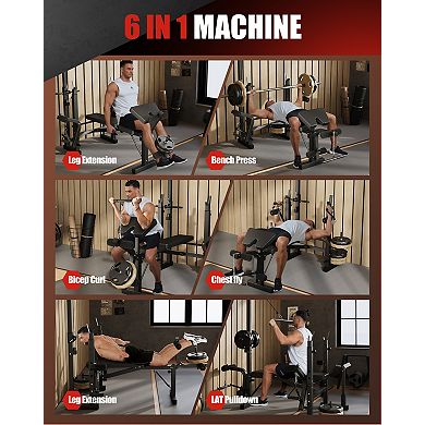 4-in-1 Adjustable Weight Bench Set for Home Gym, 900Lbs Capacity Multi ...