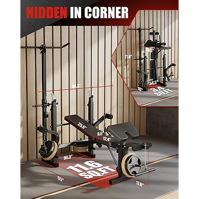 4-in-1 Adjustable Weight Bench Set for Home Gym, 900Lbs Capacity Multi-Function Workout Bench