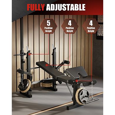 4-in-1 Adjustable Weight Bench Set for Home Gym, 900Lbs Capacity Multi ...