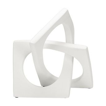 Modern Geometric Decor Sculpture, 8"x8"x9" Alloy Tabletop Statue for Home Office Bookshelf