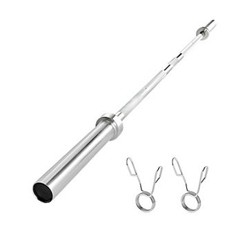 6-Foot Olympic Barbell with Chrome-Plated Steel, 500 lb Capacity for Home Gym Lifting - Silver