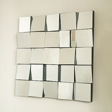 DOMETOURE 24-in. 3D Square Spliced Artistic Mirror with Lightweight PU Frame