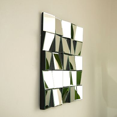 DOMETOURE 24-in. 3D Square Spliced Artistic Mirror with Lightweight PU Frame