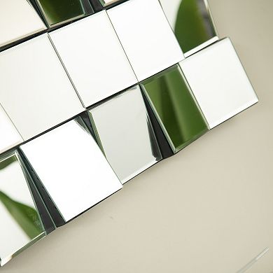 DOMETOURE 24-in. 3D Square Spliced Artistic Mirror with Lightweight PU Frame