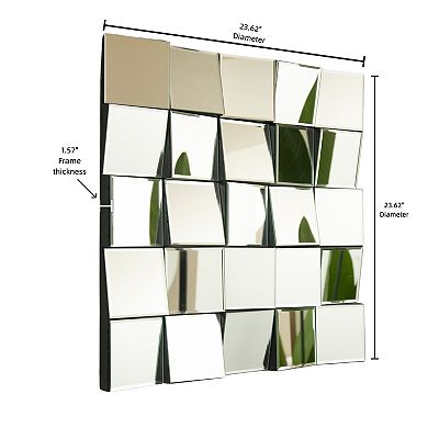 DOMETOURE 24-in. 3D Square Spliced Artistic Mirror with Lightweight PU Frame
