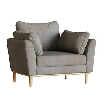 4-in-1 Convertible Sofa Bed, Velvet Loveseat Sleeper Chair with 2 Pillows & 5 Backrests , Light Grey