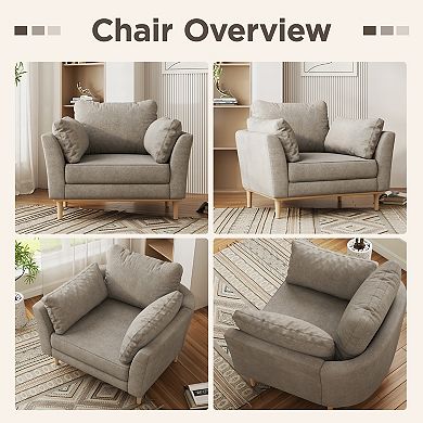 4-in-1 Convertible Sofa Bed, Velvet Loveseat Sleeper Chair with 2 Pillows & 5 Backrests , Light Grey