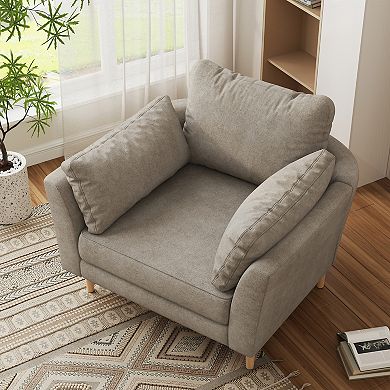 4-in-1 Convertible Sofa Bed, Velvet Loveseat Sleeper Chair with 2 Pillows & 5 Backrests , Light Grey