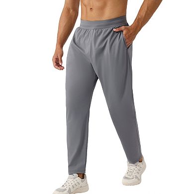 Men's Quick Dry Pants with Wide Elastic Waistband - Straight Leg Athletic Workout Lounge Pants