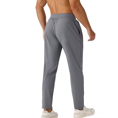 Men's Quick Dry Pants with Wide Elastic Waistband - Straight Leg Athletic Workout Lounge Pants