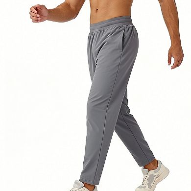 Men's Quick Dry Pants with Wide Elastic Waistband - Straight Leg Athletic Workout Lounge Pants