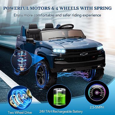 24V Chevrolet Silverado Licensed Ride On Car, LED Lights,