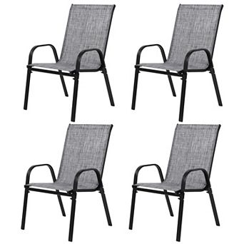 WOW PIONEER Set of 4 Textilene Fabric Patio Chairs with Armrests for Outdoor Relaxation