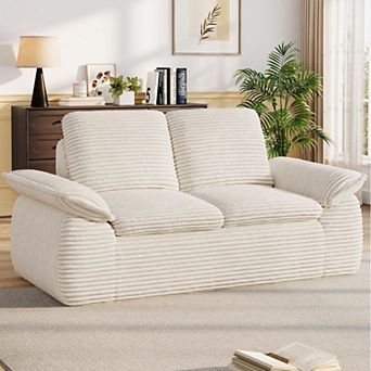 71" Cloud Boneless Loveseat Sofa, Corduroy 2-Seater with Memory Foam, No-Assembly Compressed Sofa