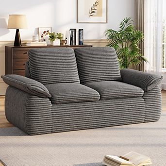 71" Cloud Boneless Loveseat Sofa, Corduroy 2-Seater with Memory Foam, No-Assembly Compressed Sofa