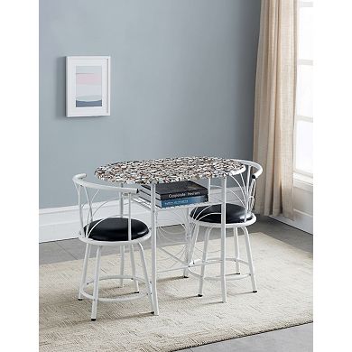 Kings Brand Furniture Compact Dinette Set with Drop Leaf Table and 2 Comfortable Chairs