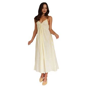 Women's V-Neck Striped Tie-Front A-Line Cami Dress