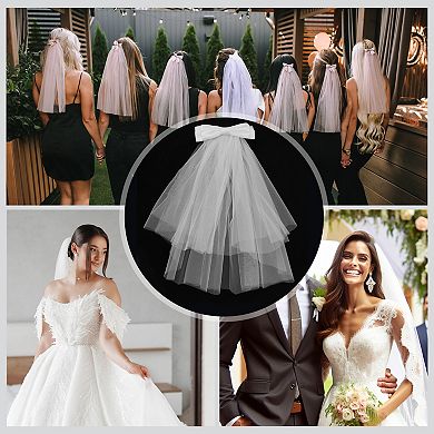 Gloss Tulle Large Bow Hair Clip Wedding Veil White 1 Pc