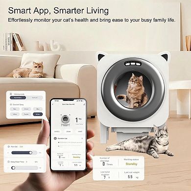 Automatic Cat Litter Box, Self-cleaning With Fresh Air System, App Control, Smart Sensor