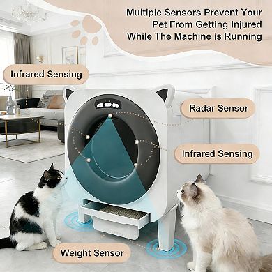Automatic Cat Litter Box, Self-cleaning With Fresh Air System, App Control, Smart Sensor