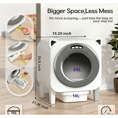 Automatic Cat Litter Box, Self-cleaning With Fresh Air System, App Control, Smart Sensor