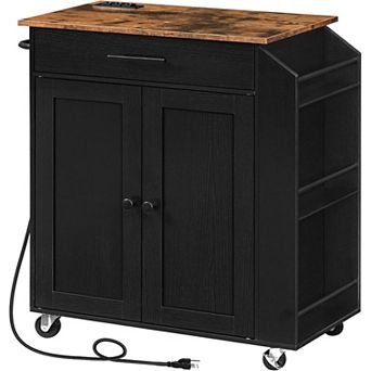 Kitchen Storage Island with Spice Rack and Drawer, Power Outlet