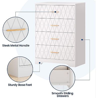 Danolapsi Modern 4 Drawer Tall Dresser, Wooden Chest, Versatile Storage Cabinet, bedside cabinet