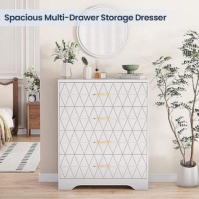 Danolapsi Modern 4 Drawer Tall Dresser, Wooden Chest, Versatile Storage Cabinet, bedside cabinet