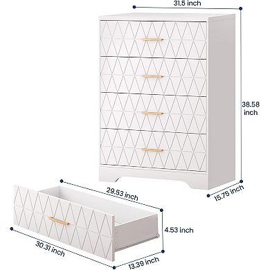 Danolapsi Modern 4 Drawer Tall Dresser, Wooden Chest, Versatile Storage Cabinet, bedside cabinet