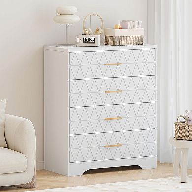 Danolapsi Modern 4 Drawer Tall Dresser, Wooden Chest, Versatile Storage Cabinet, bedside cabinet