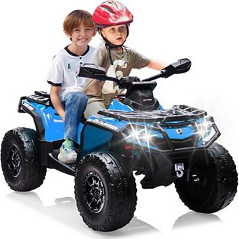 24V 2-Seater Kids Ride On ATV, Licensed Electric 4-Wheeler with Leather Seat, LED, Music