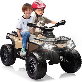 24V 2-Seater Kids Ride On ATV, Licensed Electric 4-Wheeler with Leather Seat, LED, Music