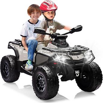 24V 2-Seater Kids Ride On ATV, Licensed Electric 4-Wheeler with Leather Seat, LED, Music