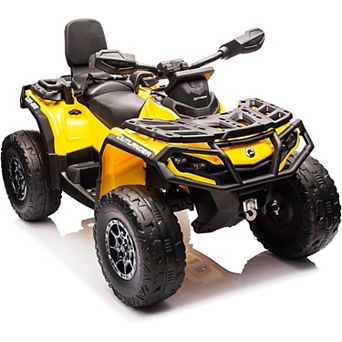 24V 2-Seater Kids Ride On ATV, Licensed Electric 4-Wheeler with Leather Seat, LED, Music