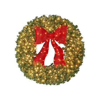 48 in Large Artificial Pre-Lit Christmas Wreath