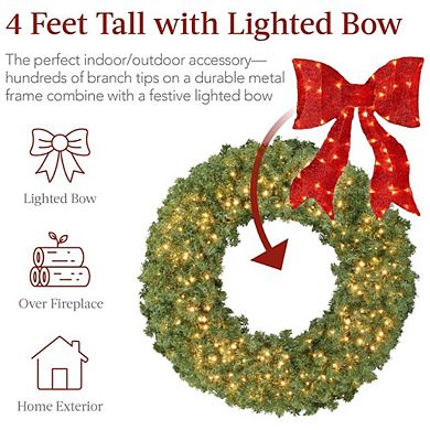 48-In Large Artificial Pre-Lit Christmas Wreath
