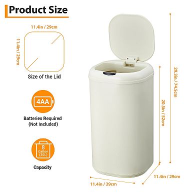 Volkmi 8 Gallon Motion Sensor Kitchen Trash Can, 30 Liter Touchless Automatic Rubbish Bin with Lid