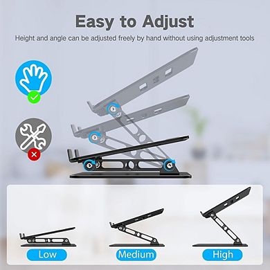 Adjustable Foldable Metal Laptop Stand for Desk Ventilated Portable Notebook Riser Holder