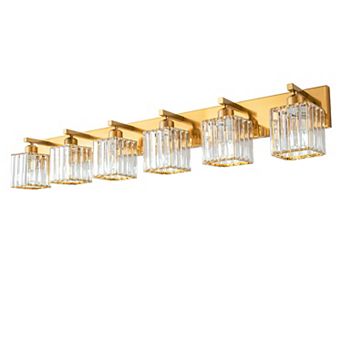 ZLAIQB 44.09" 6-Light Modern Crystal Bathroom Wall Lamp