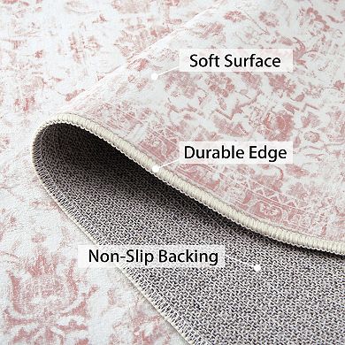 Retro Area Rug Machine Washable Non Slip Non Shedding Stain Resistant Floor Cover for Playroom