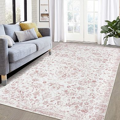 Retro Area Rug Machine Washable Non Slip Non Shedding Stain Resistant Floor Cover for Playroom
