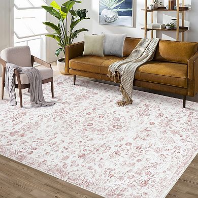 Retro Area Rug Machine Washable Non Slip Non Shedding Stain Resistant Floor Cover for Playroom