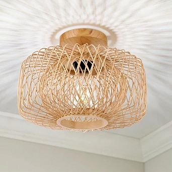 Bohemian Woven Rattan Canopy Light