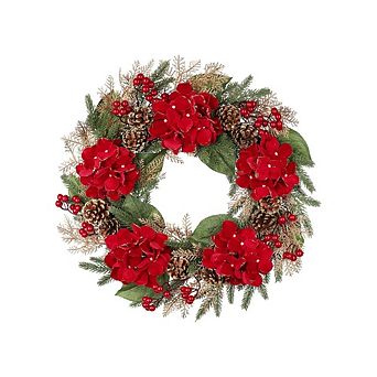 24-Inch Artificial Hydrangea Flowers Christmas Wreath