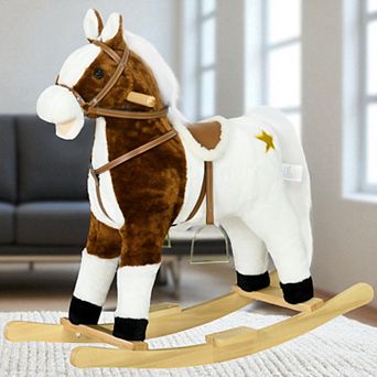Lufeiya Interactive Plush Rocking Horse with Realistic Sounds, Ride-On Toy with Saddle for Kids